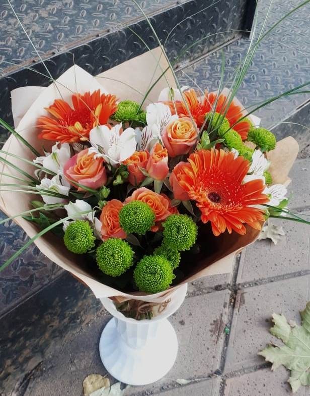 Букет цветов из: Герберы, Хризантемы, Альстромерии и Розы в Ермолаево