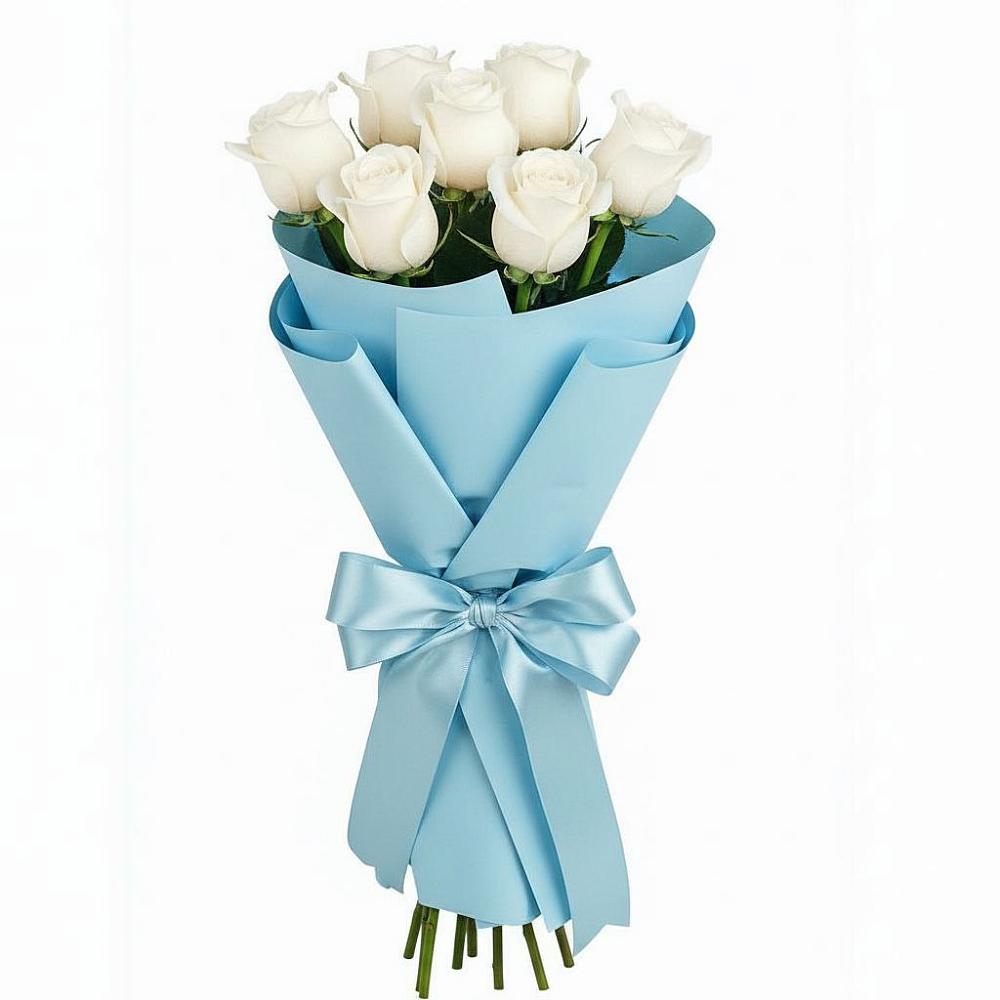 Букет 7 белых роз Проуд в Ермолаево