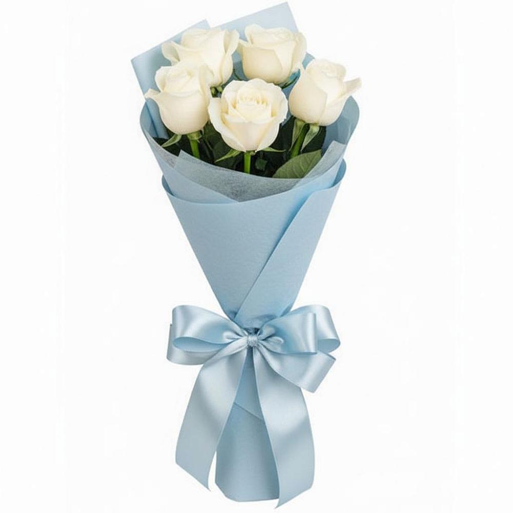 Букет 5 Белых роз Проуд в Ермолаево