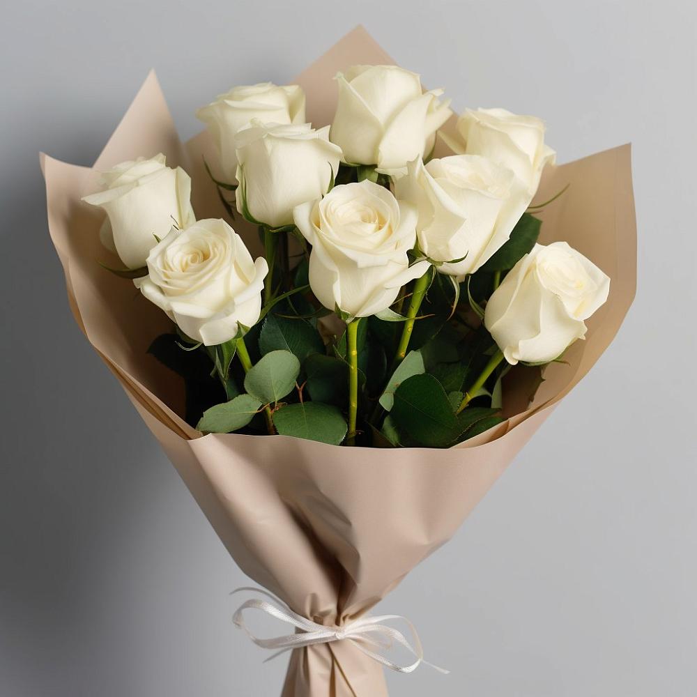 Букет 9 Белых роз Эдлесс Лав в Ермолаево