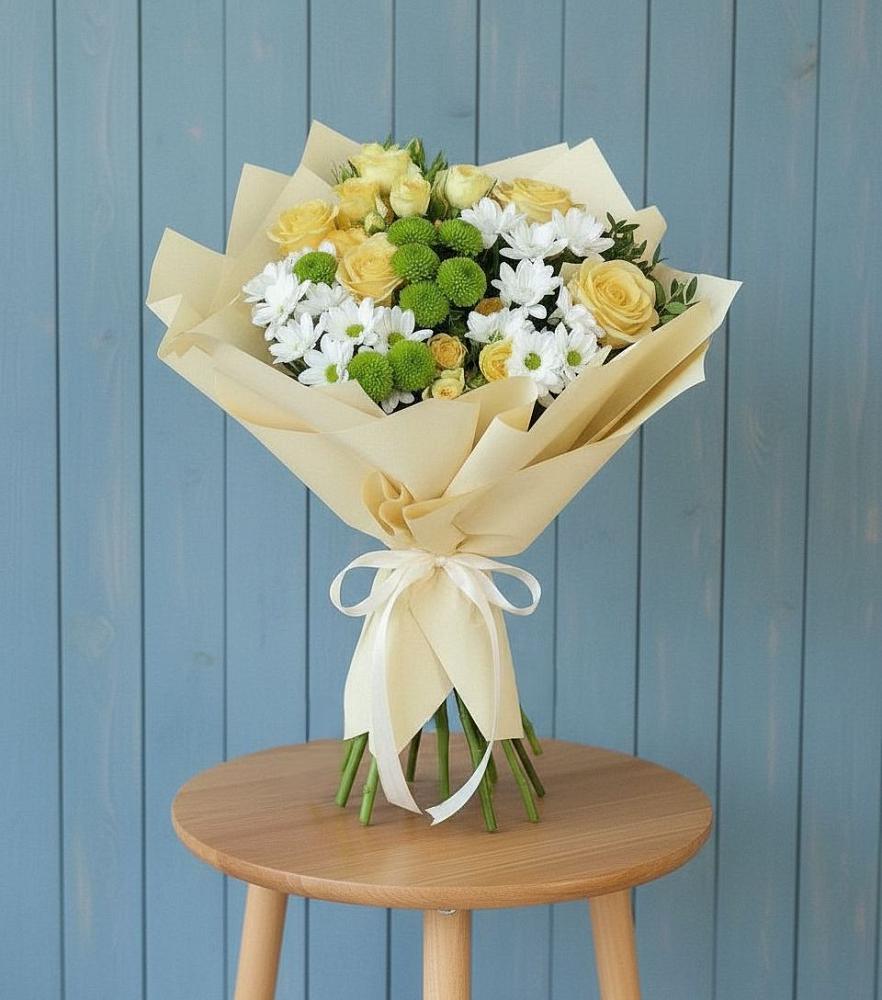 Букет цветов из: Хризантемы и Розы в Ермолаево