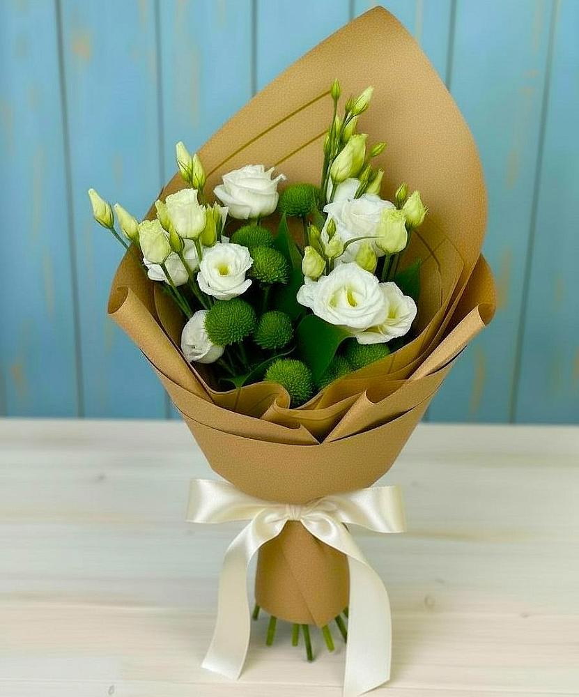 Букет цветов из: Хризантемы и Лизиантусы в Ермолаево