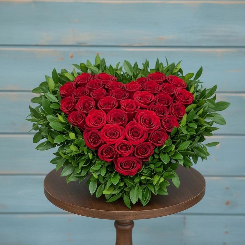 Цветочная композиция из Розы в виде сердца в Ермолаево