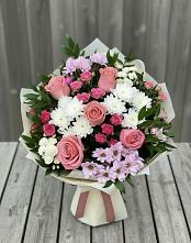 Букет цветов из:  Альстромерии, Гвоздики, Розы и Хризантемы в Ермолаево