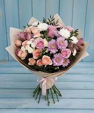 Букет цветов из:  Хризантемы, Розы и Альстромерии в Ермолаево