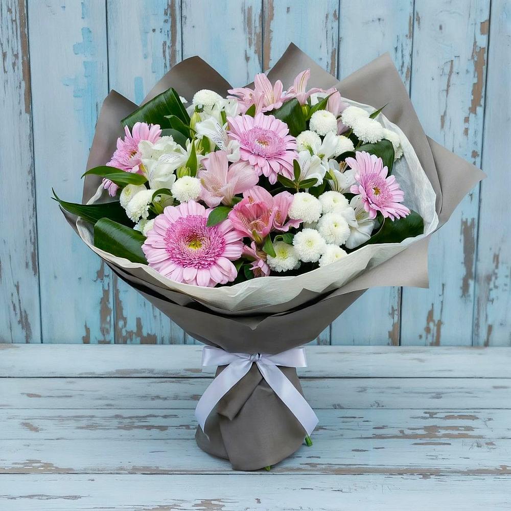Букет цветов из: Герберы, Альстромерии и Хризантемы в Ермолаево
