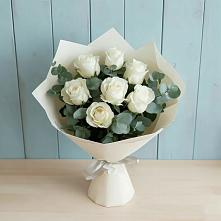 Букет Белые розы в Эвкалипте в Ермолаево
