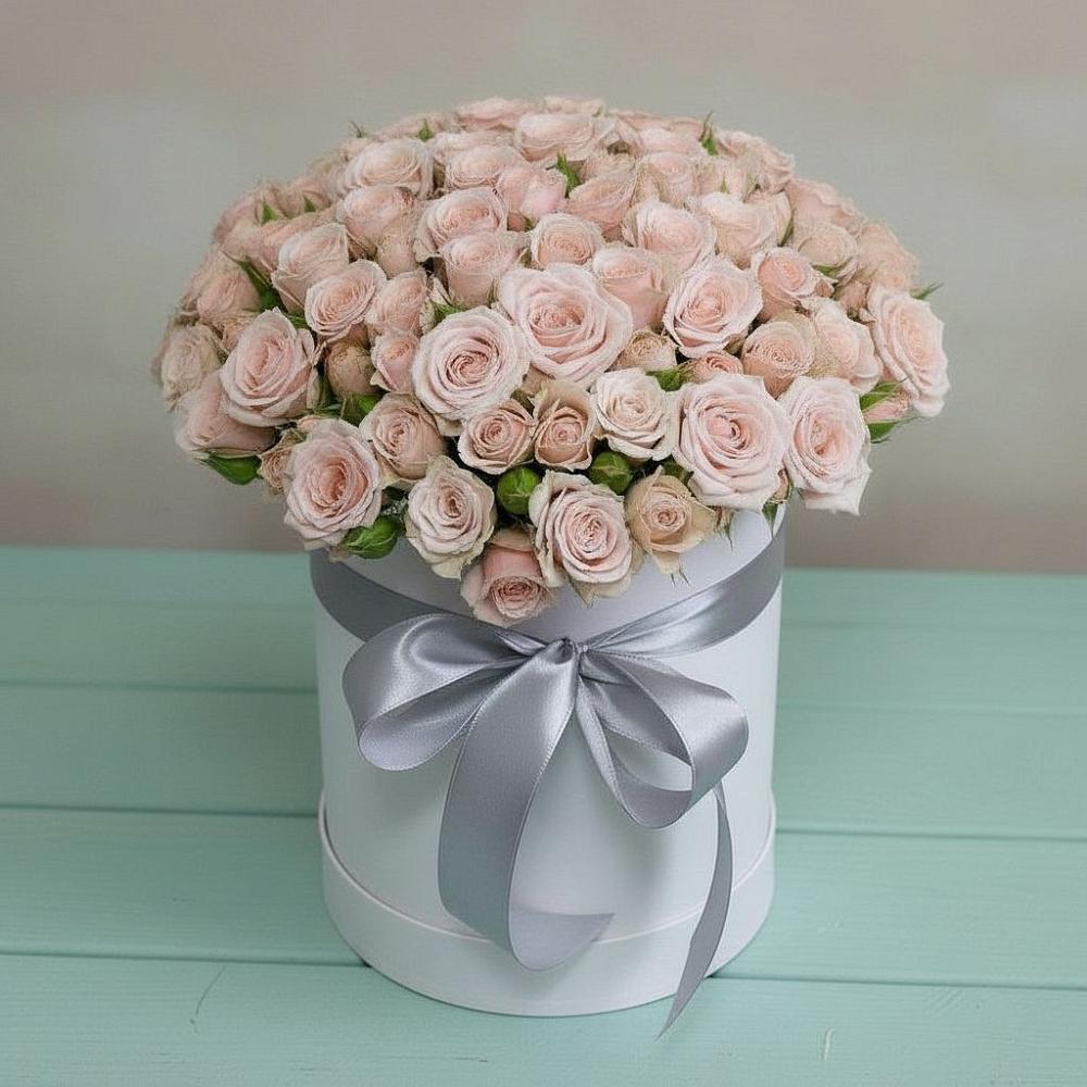 Цветочная композиция из Розы в шляпной коробке в Ермолаево